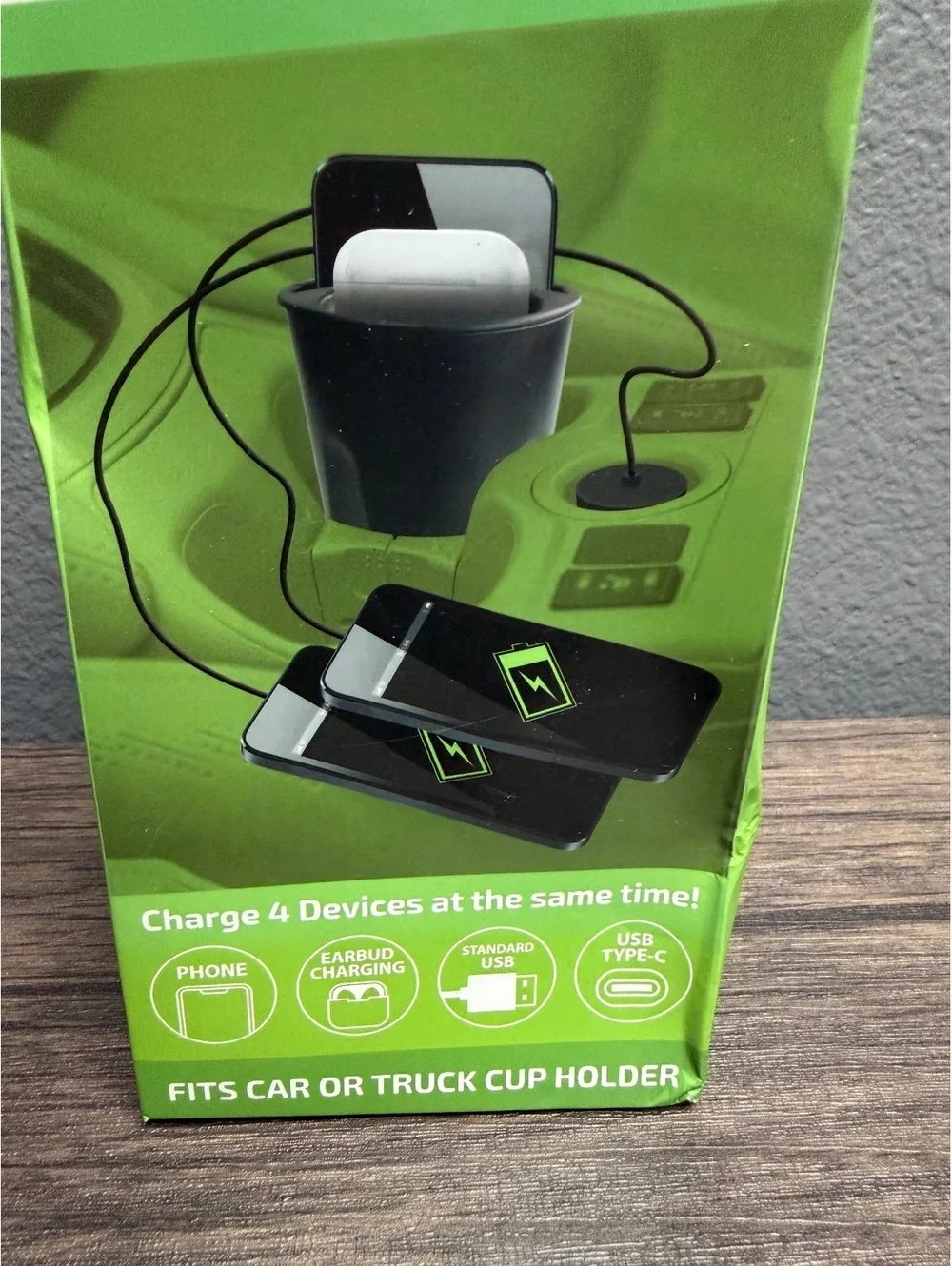 Gadget To Gear Car Cup Holder Wireless Charger 15W Rapid Charging Dock 4in1 New